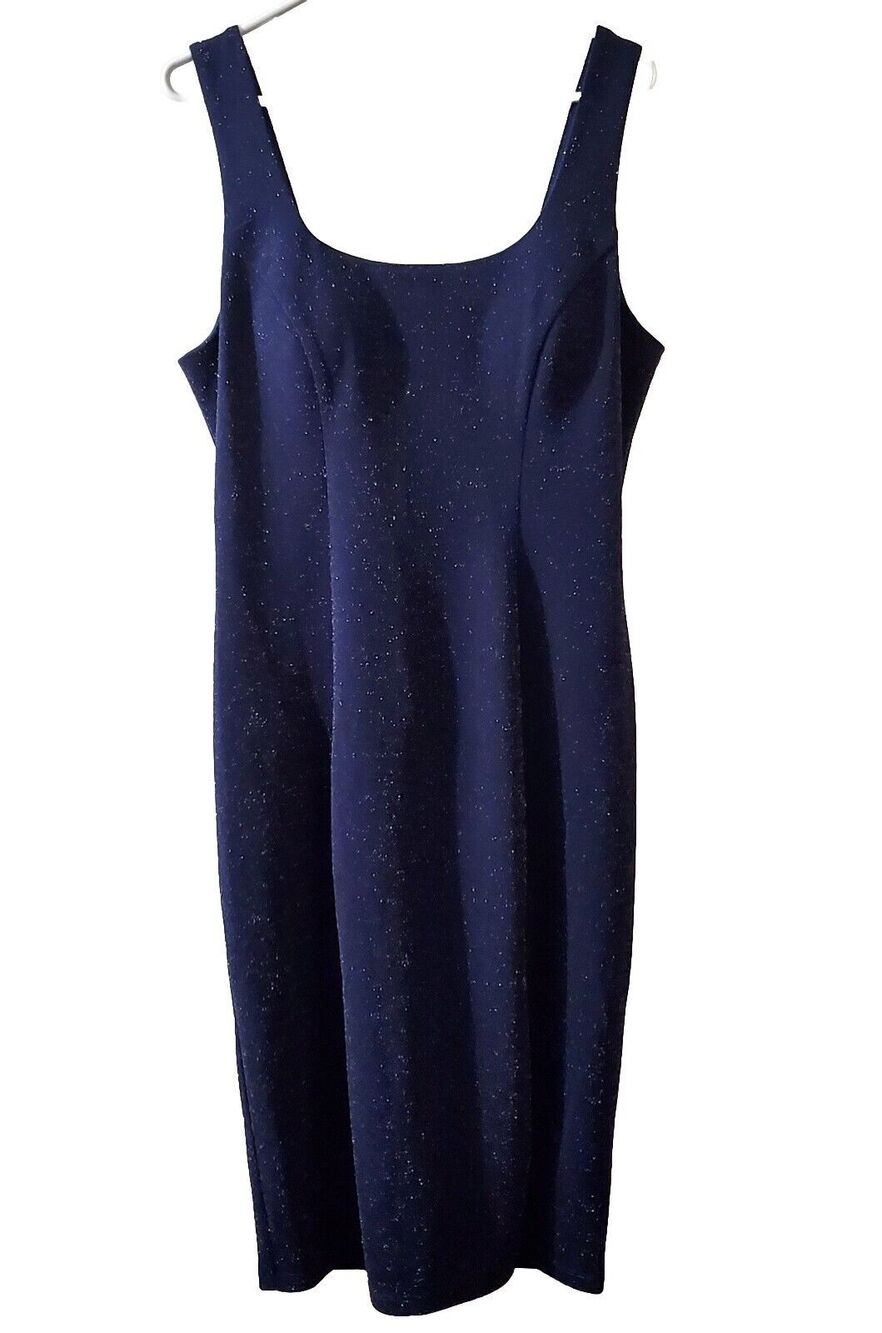 Sequin Hearts Navy Sparkle Bodycon Mini Dress Size 15 Side Slit Date Night Out